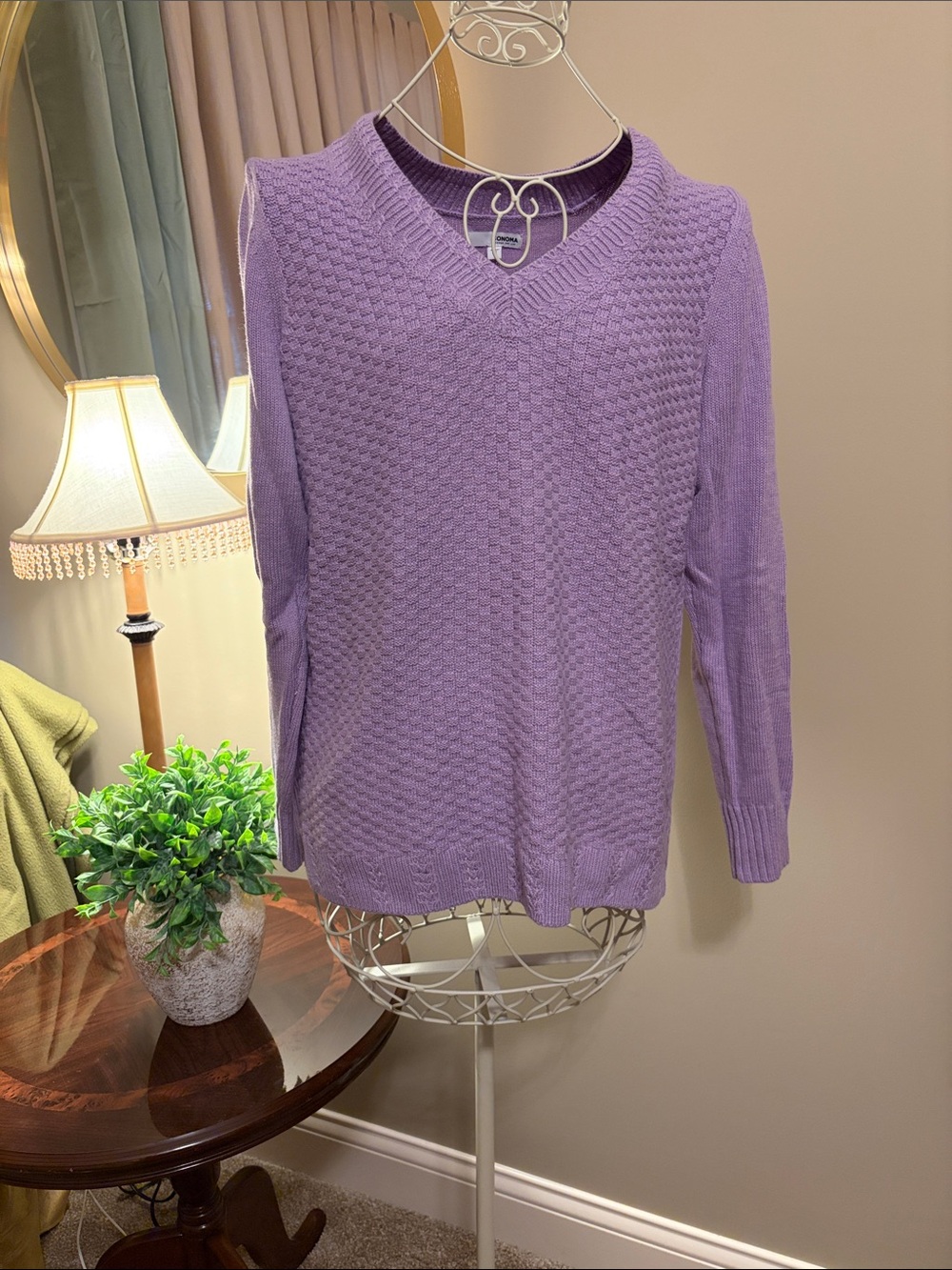 Sonoma Lavender V-Neck Knit Sweater